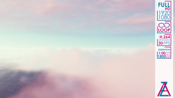 Flying Through White Pink Clouds In Blue Sky And Ocean alt