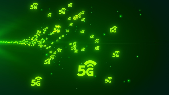 5G Wireless Wifi Icon Flying Green
