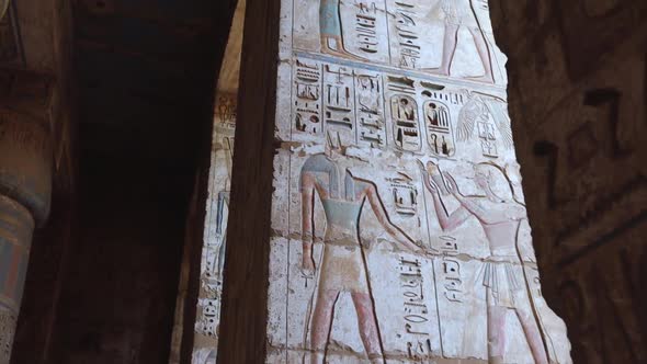 Columns In The Ancient Temple Of Medinet Habu