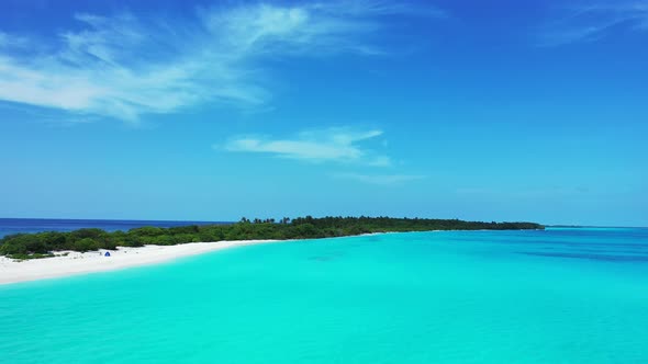 Natural drone abstract shot of a white paradise beach and blue ocean background in high resolution 4