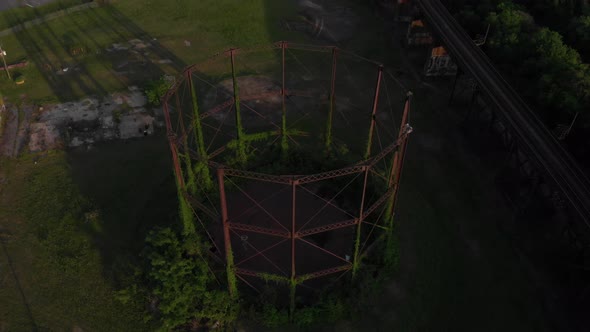 Abandoned Steel Building Structure Aerial