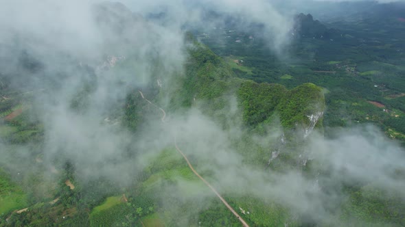 Drone are flying over beautiful clouds and mountains