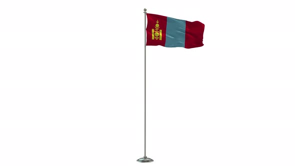 Mongolia  Looping Of The Waving flag Pole With Alpha