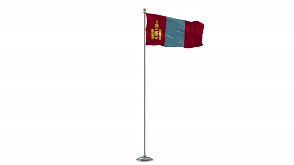 Mongolia  Looping Of The Waving flag Pole With Alpha alt