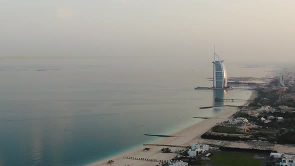 Gorgeous Beach of Persian Gulf with Burj Al Arab Hotel on the Horizon