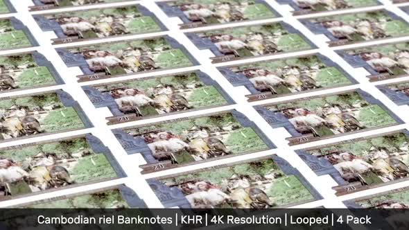 Cambodia Banknotes Money / Cambodian riel / Currency ៛ / KHR / 4 Pack - 4K