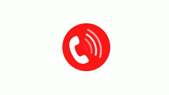 Phone Calling Animated Red Round White Background