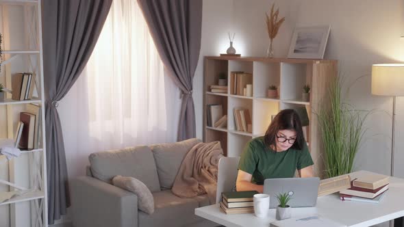 Woman Workaholic Remote Freelancer Laptop Home