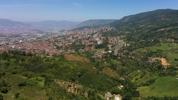 Aerial View of the Landscape in Medellin, Colombia