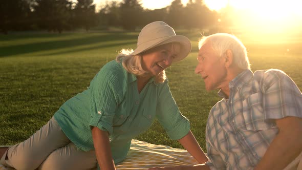 Couple on Meadow Is Smiling