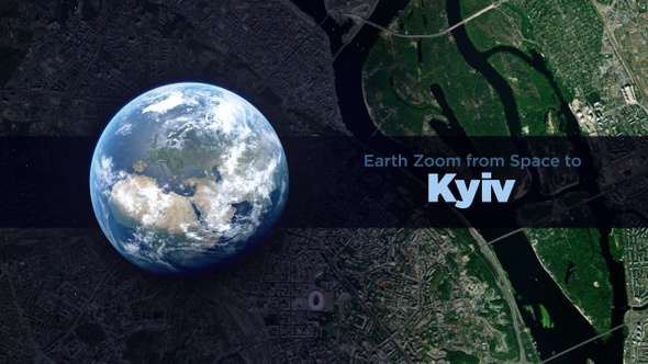 Kyiv (Ukraine) Earth Zoom to the City from Space