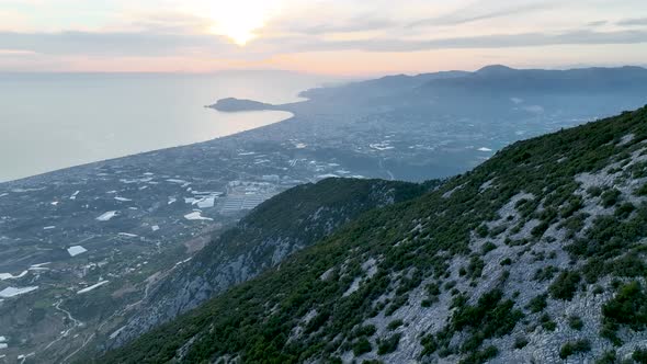 View of the city of Alanya aerial view 4 K