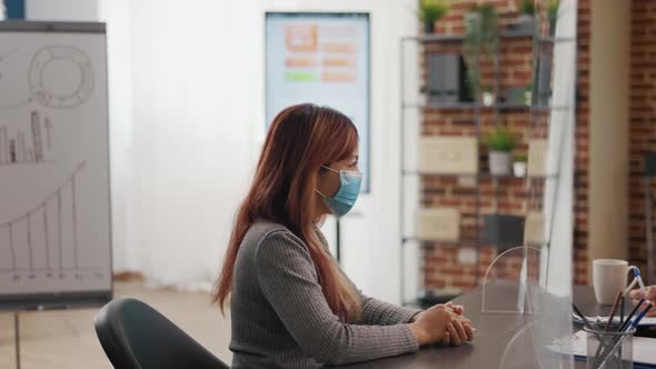 Job Candidate Attending Meeting with Human Resources Employee