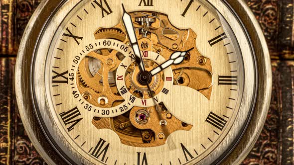 Antique Clock Dial Close-up. Vintage Pocket Watch