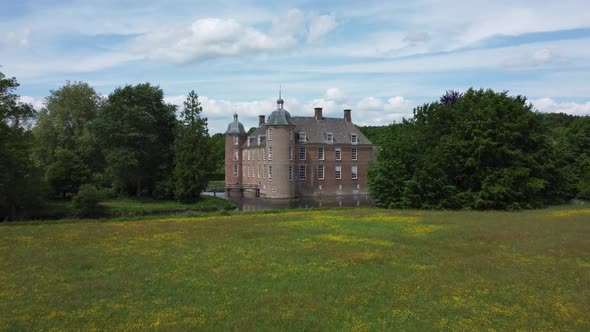 Castle Slangenburg in the Achterhoek, Gelderland, the Netherlands, Aerial