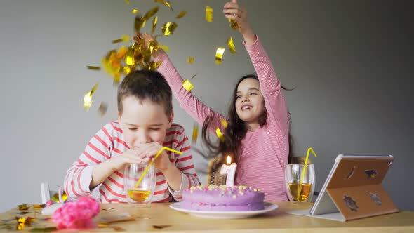 Children Celebrating Online Birthday