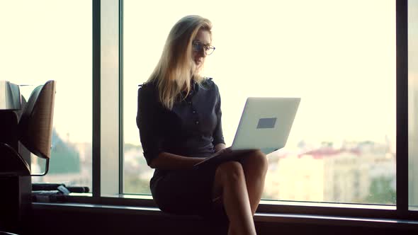 Interpreter Chat On Webcam. Woman Laptop Learner Remote Lecture. Online Teacher In Exam.