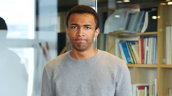 Shaking Head, No by Young Afro-American Man, Portrait