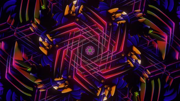 Beautiful Colorful Trippy Pattern Animation Visual 3D Mandala Spiritual Tunnel with Sacred Geometry