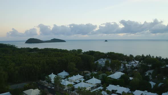 Aerial View On Little Suburban Town Palm Cove In Cairns, Queensland, Australia