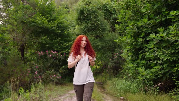 Happy Woman in Forest