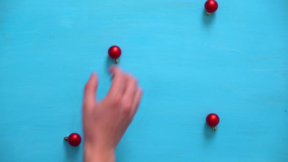 Man's Hand Fills Christmas Background