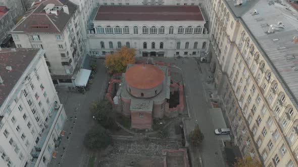 Church St. George Rotunda, Sofia, Bulgaria - Aerial Drone 4K