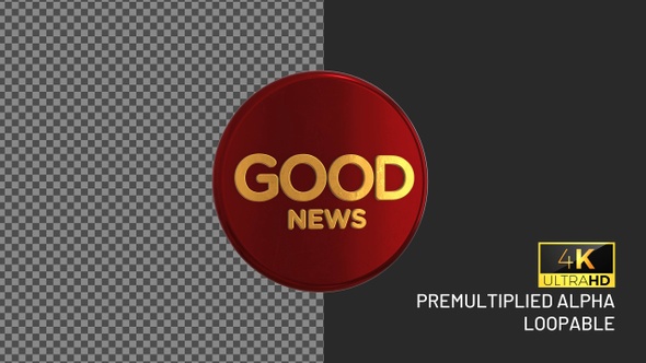 Good News Rotating Looping Badge with Alpha Channel alt