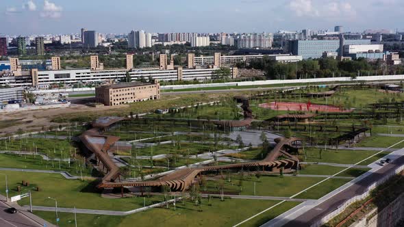 Drone Aerial View of ZILART Park in Moscow