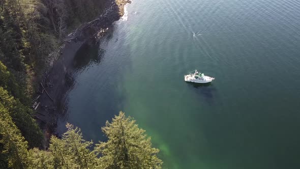 Power Boat Anchored in Beautiful Bay