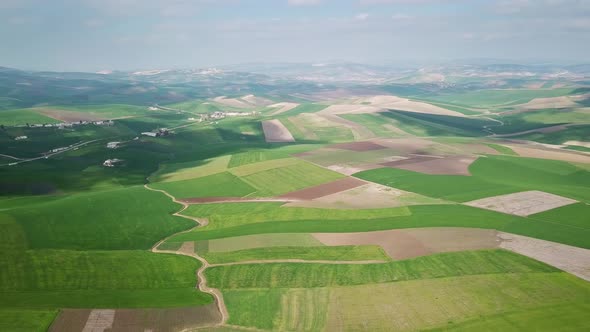 Aerial of Hilly Agricultural Fields in Morocco