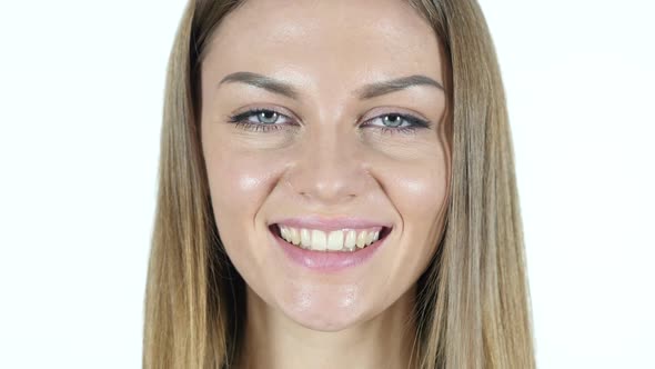 Smiling Female Face, Close Up