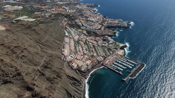 Aerial view of Los Gigantes coastal town in Tenerife, Canary Islands, Spain