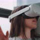 Close up of young woman smiling while experiencing virtual reality - VideoHive Item for Sale