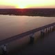 Aerial Shot of a Far-off Bridge Over the Dnipro at Dreamy Sunset in Summer - VideoHive Item for Sale