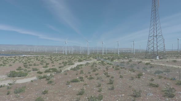 Aerial view of the windmill in San Gorgonio pass California United States