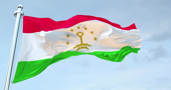 Tajikistan Flag Waving  Loop  4 K