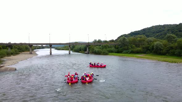 Rafting on the River in the Mountains