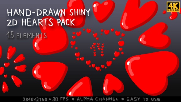 Hand-Drawn Shiny 2D Hearts Pack