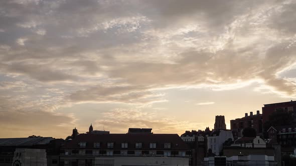 Golden cirrus clouds over Bristol city centre