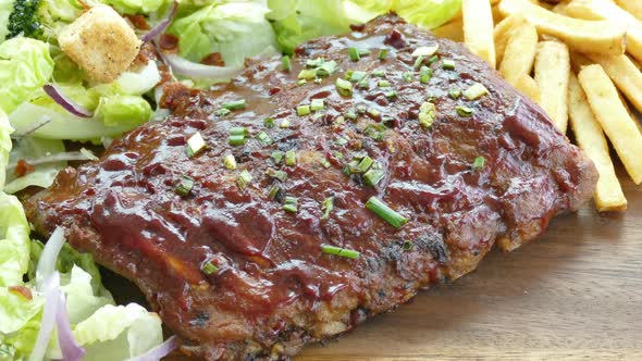 Grilled bbq pork rip with sauce