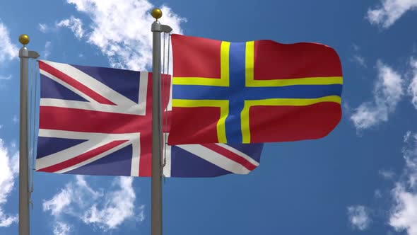 United Kingdom Flag Vs Orkney Islands Flag Scotland On Flagpole