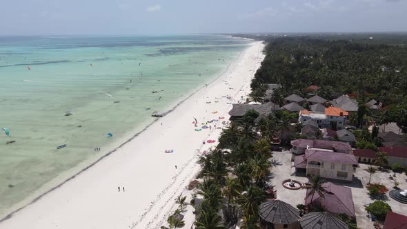 Kitesurfing Near the Shore of Zanzibar Tanzania