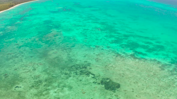 Tropical Landscape with Lagoons and Blue Sky