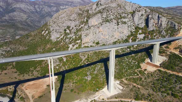 Aerial Shot of the Fully Finished Moracica Bridge in Montenegro