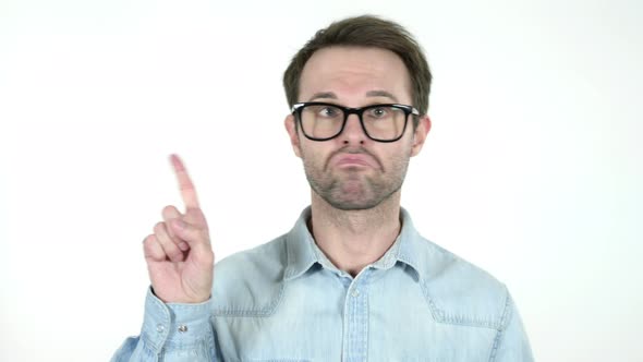 Man Waving Finger To Refuse, White Background