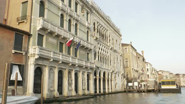 Cruise By Boat on Canal Grande in Venice in Italy in Sunny Summer Day