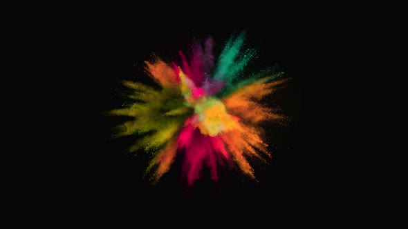 Super Slow Motion Shot of Color Powder Explosion Isolated on Black Background at 1000Fps