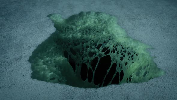Green Acid Eats Hole In Concrete