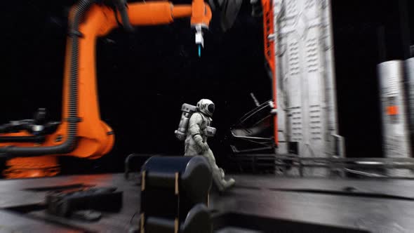 Astronaut Walking On The Ship